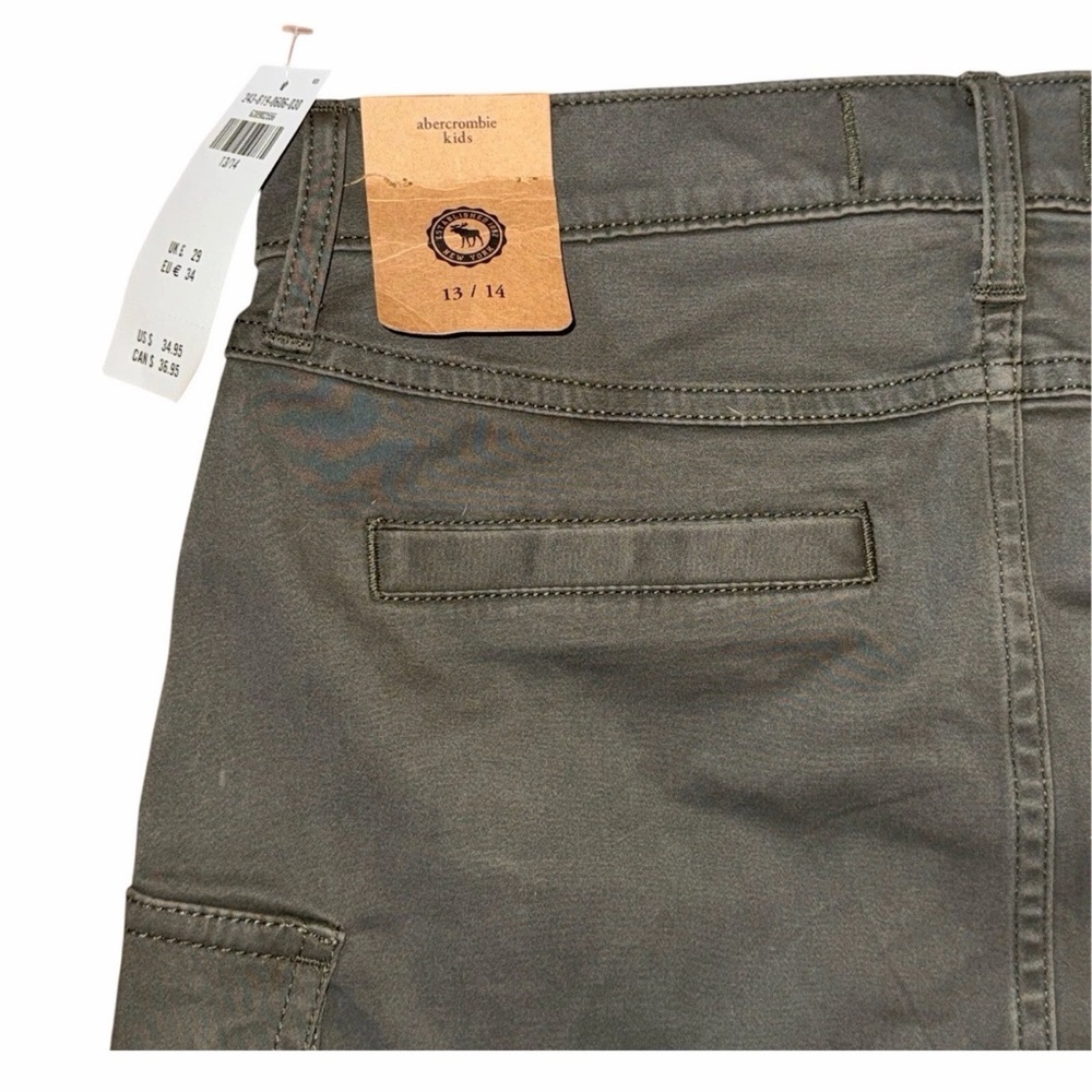 Abercrombie Kids Army Green Sueded Stretch Girls Cargo Skirt Sz 13/14 NWT $35 - Picture 6 of 8